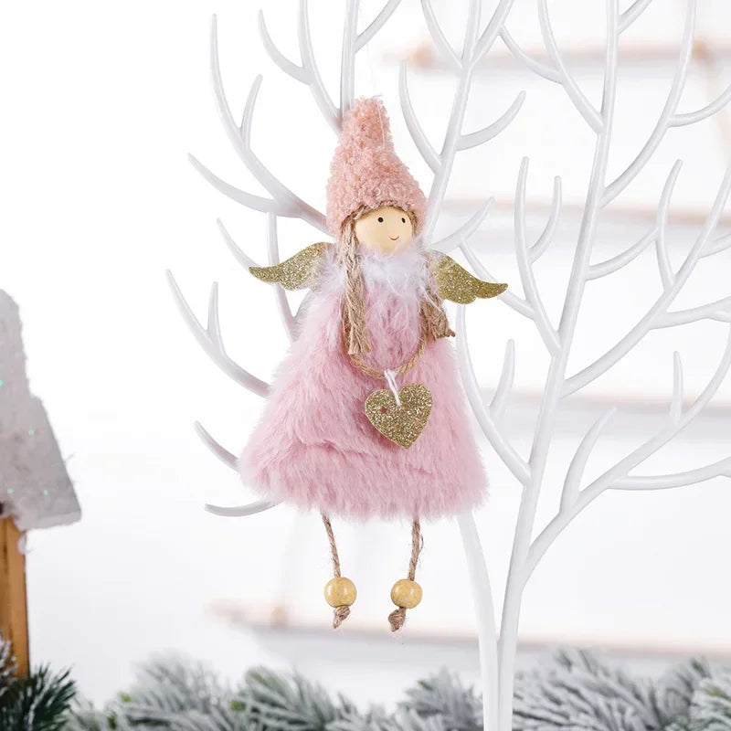 New Year Angel Doll Christmas Tree Hanging Ornaments Decor Christmas Elk Pendants Decoration for Home Navidad 2021 Car Ornament