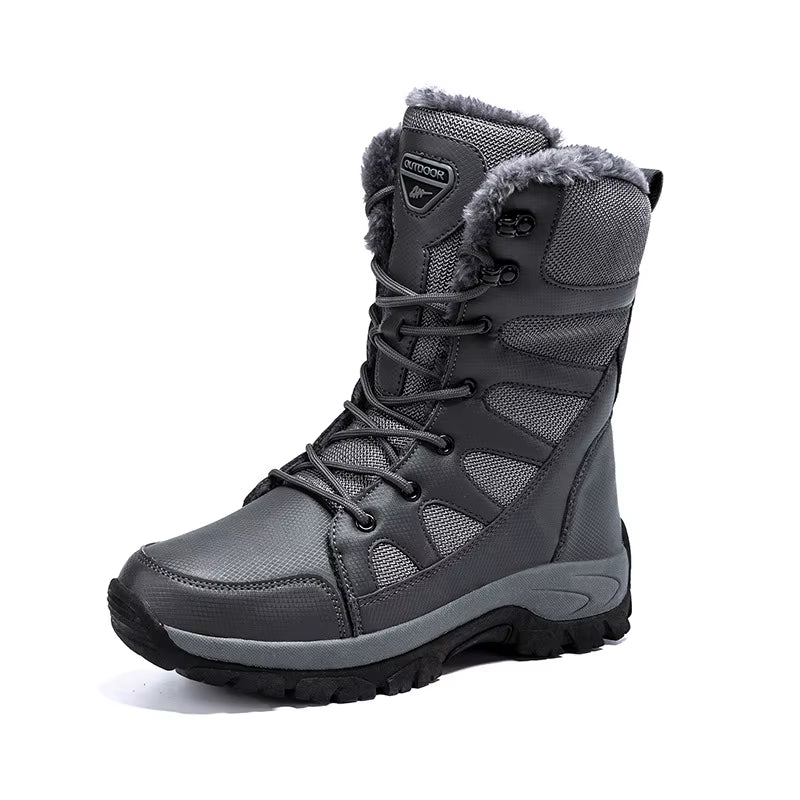 Men'S Winter Fur Integrated Snow Boots in Sizes 39 to 45 Men'S High Top Outdoor Cold Resistant Work Boots anti Slip Shoe Sole