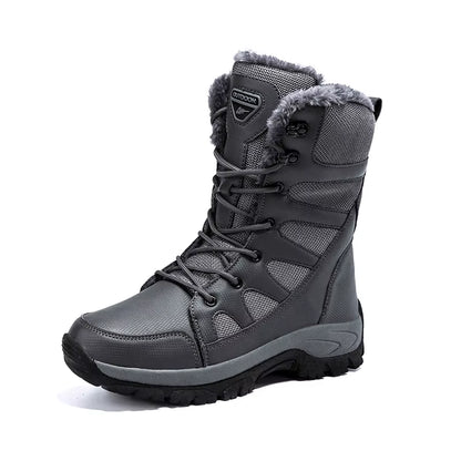 Men'S Winter Fur Integrated Snow Boots in Sizes 39 to 45 Men'S High Top Outdoor Cold Resistant Work Boots anti Slip Shoe Sole
