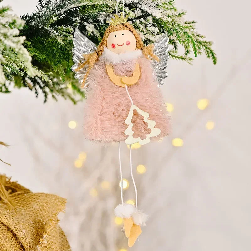New Year Angel Doll Christmas Tree Hanging Ornaments Decor Christmas Elk Pendants Decoration for Home Navidad 2021 Car Ornament