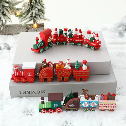 Kids Christmas Plastics Train Toy Mini Train Decor Set for Christmas Party Christmas Train Ornament Fun Gift Home Decoration