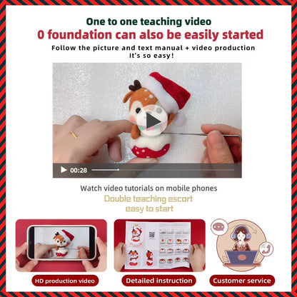 Wool Felt Pokes Christmas Swing Chai Dog 1 to 1 Video Teaching Handmade DIY