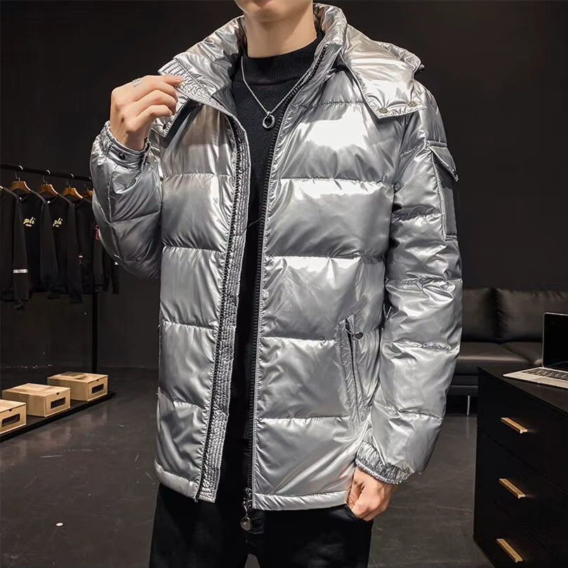 Inter New Men Solid Parkas White Duck down Men'S Stand Collar Warm Thick Coat Male