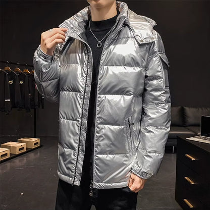 Inter New Men Solid Parkas White Duck down Men'S Stand Collar Warm Thick Coat Male