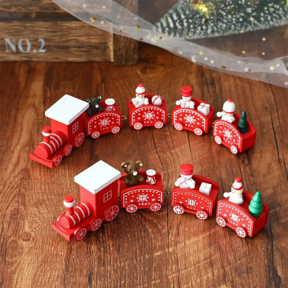 Kids Christmas Plastics Train Toy Mini Train Decor Set for Christmas Party Christmas Train Ornament Fun Gift Home Decoration