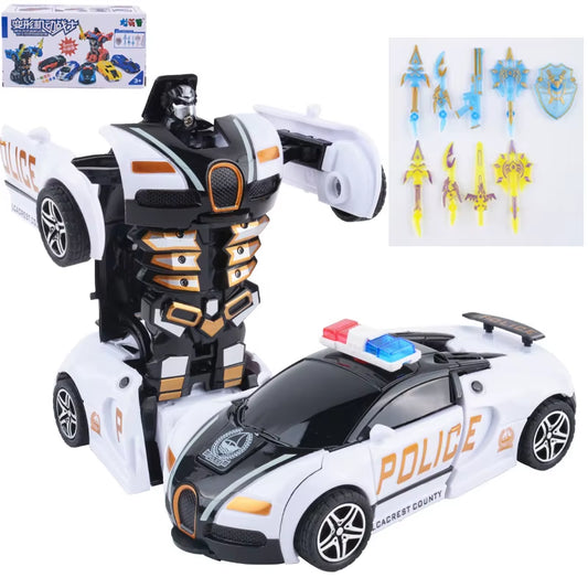 Yubon Mini Collision Deformation Robot Inertia Car Sports Car One Click Deformation Robot Car Toy for Kids Gift 2024