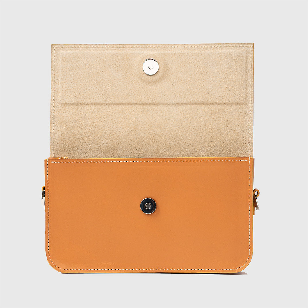 Leather Shoulder Bag - Curie (Light Orange)