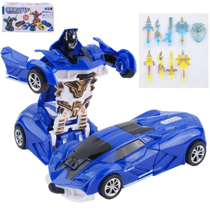Yubon Mini Collision Deformation Robot Inertia Car Sports Car One Click Deformation Robot Car Toy for Kids Gift 2024
