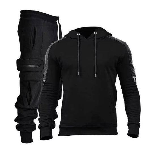 Winter Tracksuit Men Clothing Sportswear Training & Jogging Wear 100% Cotton & Leather Customized Logo Full Sleeves Hoodie Set