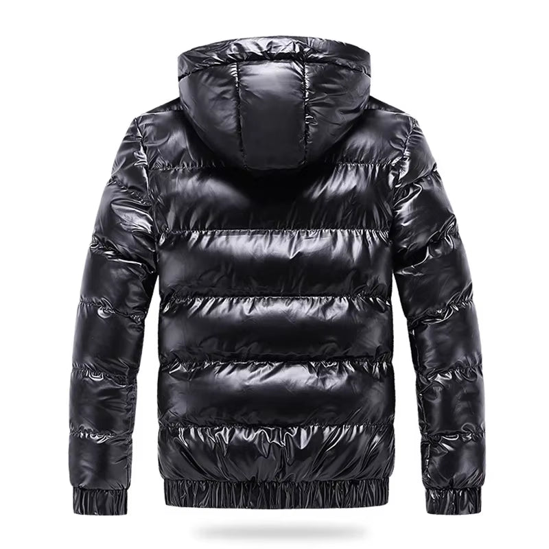Autumn Men'S Coat Windbreaker Fashion Male Cotton Warm Parka Shiny down Hood Casual Outerwear Thermal Black Bomber Jackets Men