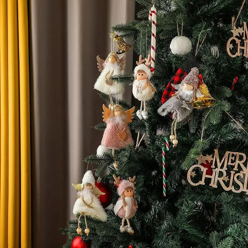 New Year Angel Doll Christmas Tree Hanging Ornaments Decor Christmas Elk Pendants Decoration for Home Navidad 2021 Car Ornament