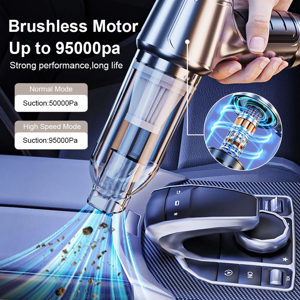 Car Vacuum Cleaner Powerful Wireless Car Vacuum Cleaner 95000PA Strong Suction Handheld Wireless Vehicle Vacuum Cleaner for Car