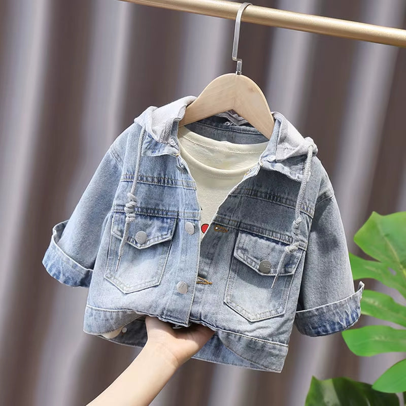 Children'S Denim Jackets Trench Coat Embroidery Jackets Boy Baby Denim Coat Casual Outerwear Spring Autumn Clothing