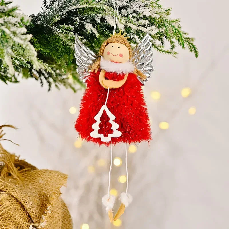 New Year Angel Doll Christmas Tree Hanging Ornaments Decor Christmas Elk Pendants Decoration for Home Navidad 2021 Car Ornament