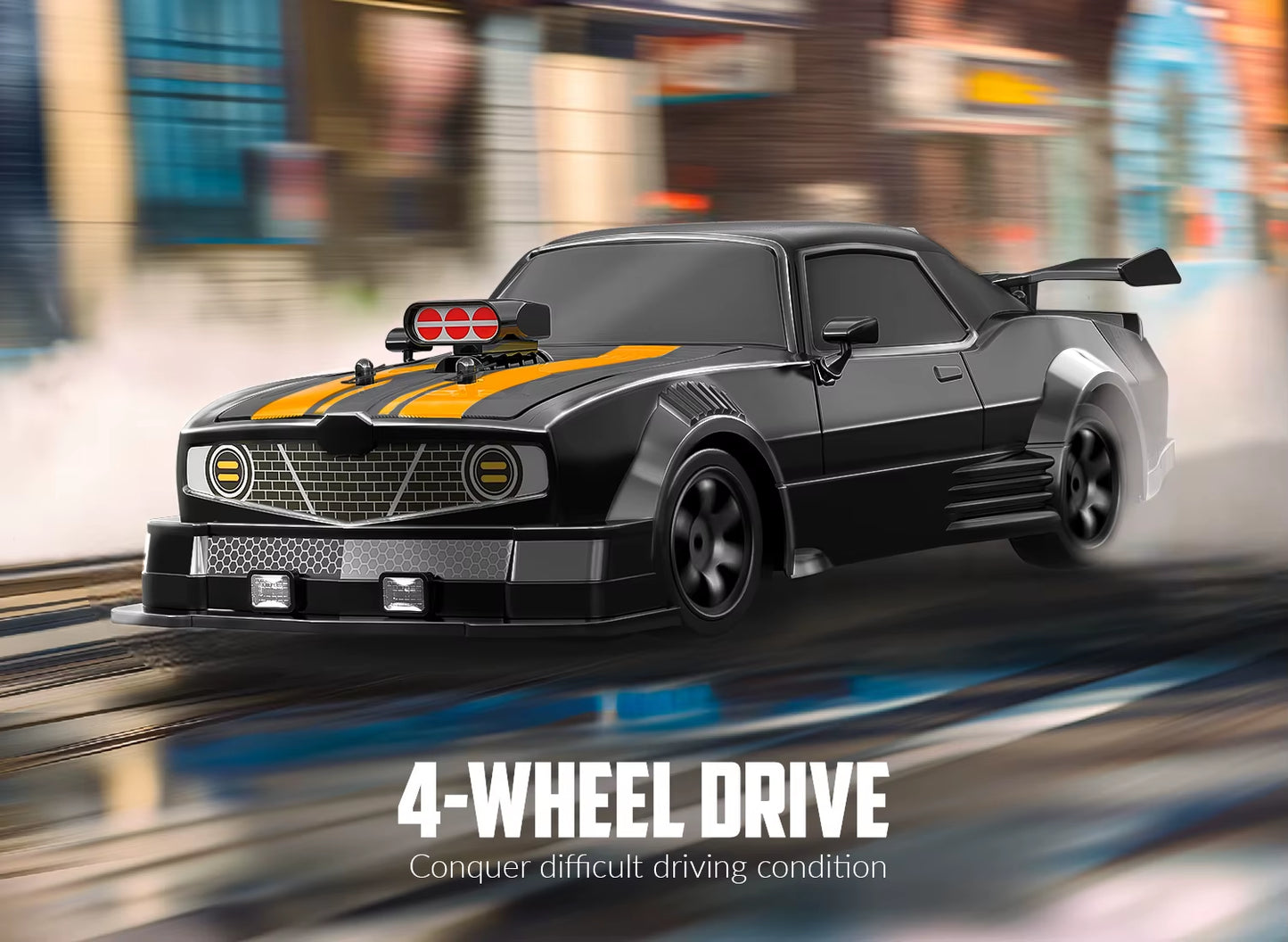 1/16 Scale Electric Sports Racing Remote Control Car 2.4G Wireless Drift RC Car LED Crash and Drop Resistant RC Sport Car