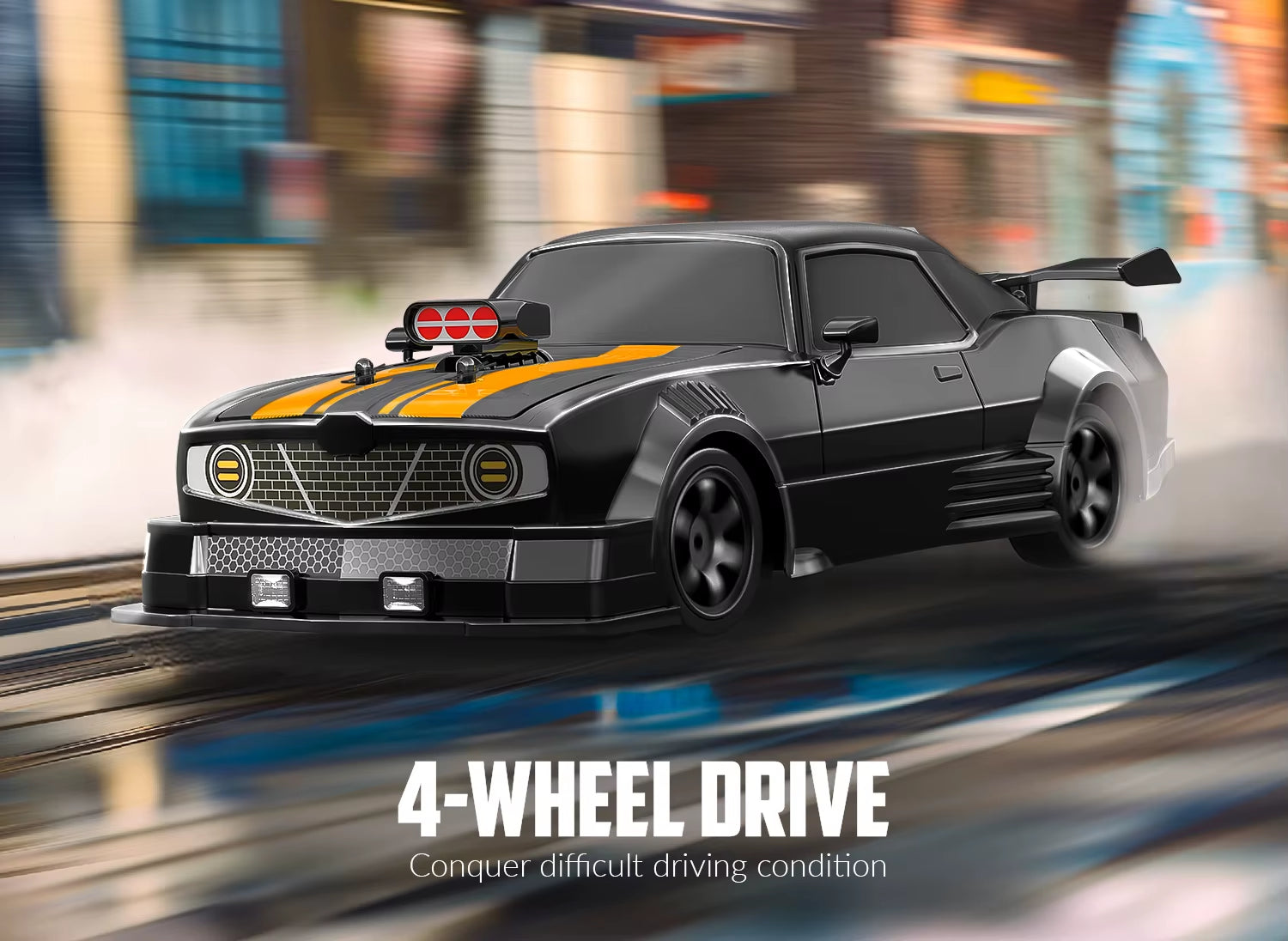 1/16 Scale Electric Sports Racing Remote Control Car 2.4G Wireless Drift RC Car LED Crash and Drop Resistant RC Sport Car