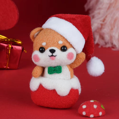 Wool Felt Pokes Christmas Swing Chai Dog 1 to 1 Video Teaching Handmade DIY