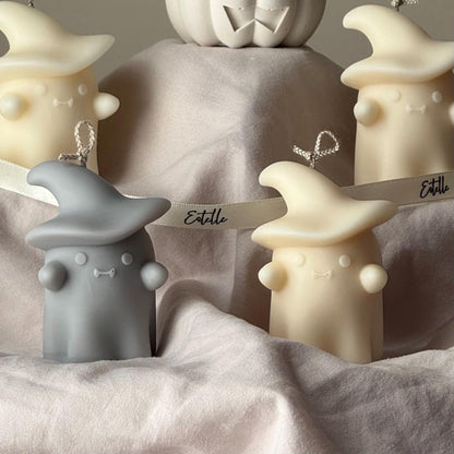 Halloween Ghosts Candle in Jesmonite Pumpkin: Hand-Poured Soy Wax Sculptural Candles-2
