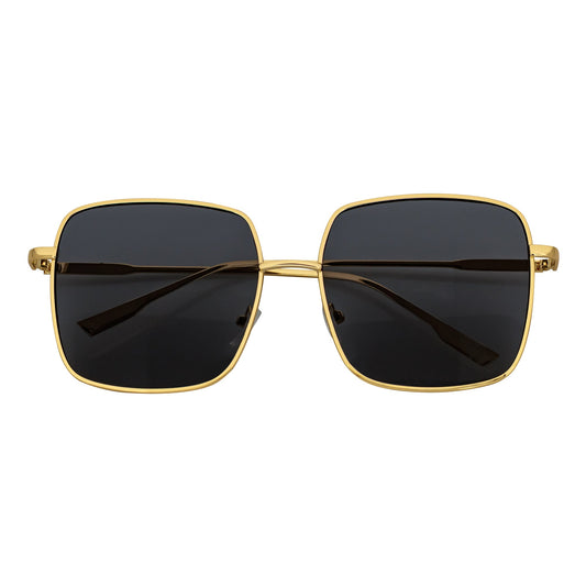 JOSEI - Oversize Metal Square Sunglasses Gold Smoke