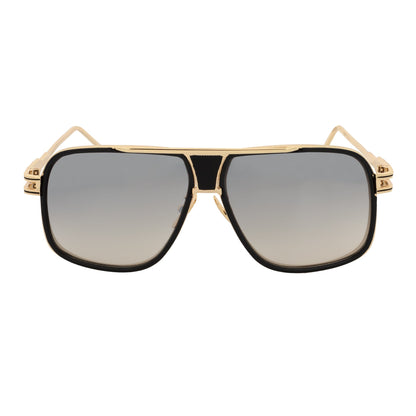 MAC - Square Metal Aviator Black-Gold Sunglasses Silver Mirror