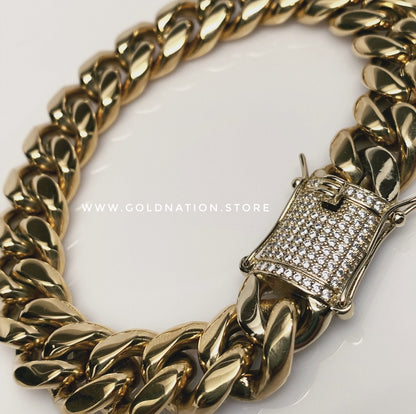 14mm Miami Cuban Diamond Lock Bracelets