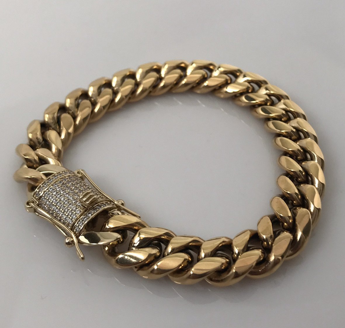 14mm Miami Cuban Diamond Lock Bracelets
