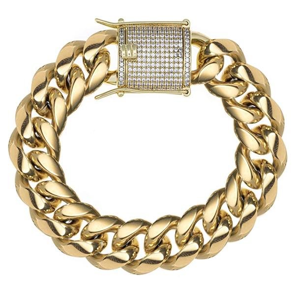14mm Miami Cuban Diamond Lock Bracelets