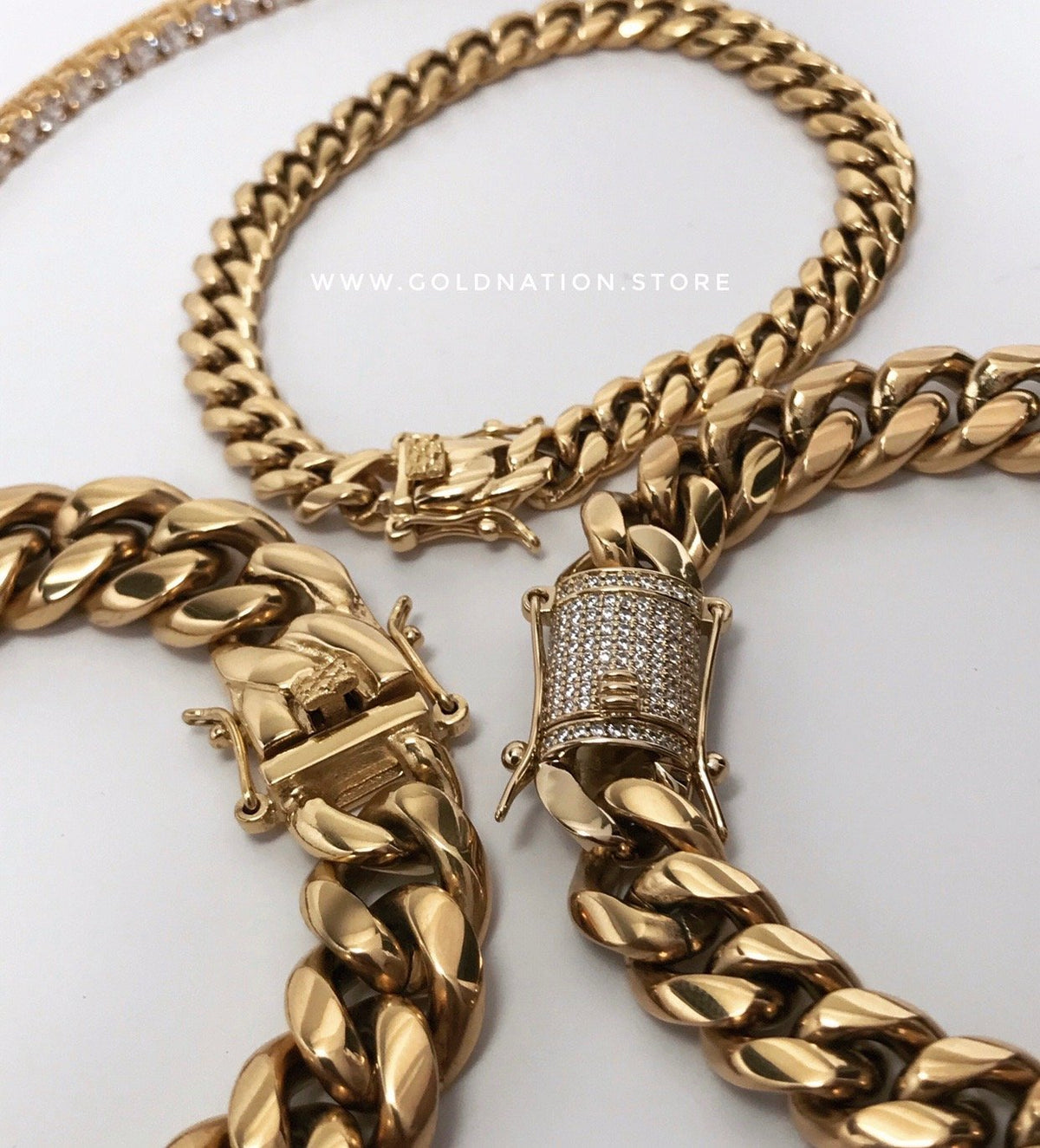 14mm Miami Cuban Diamond Lock Bracelets