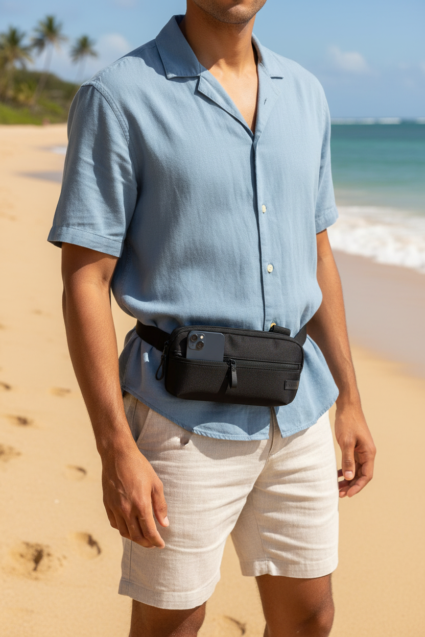 Money belt bag at the beach