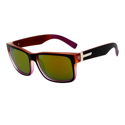 ENZO - Modern Square Sunglasses Black-Red Orange Mirror