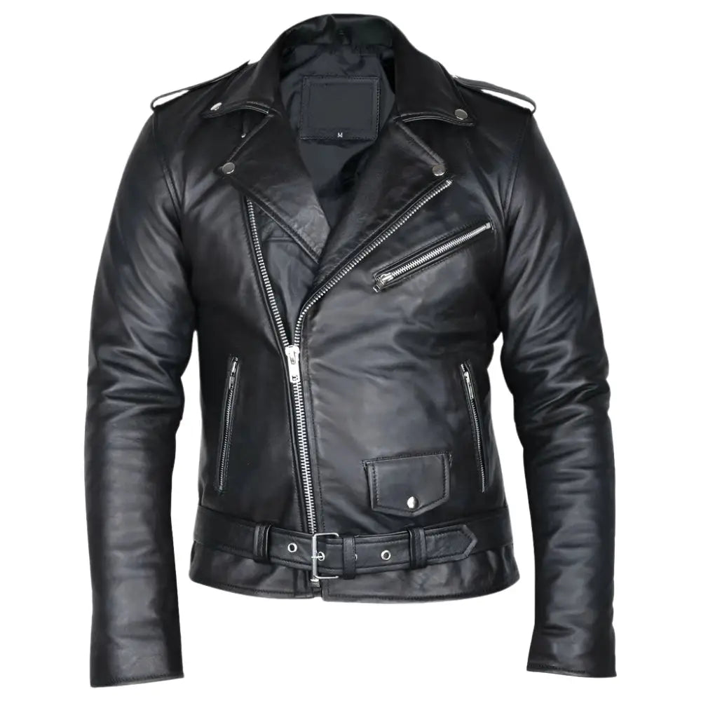Men’s Tan Brown & Black Fashion Leather Jacket